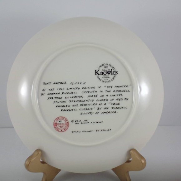 Norman Rockwell "The Painter" Heritage Plate Col. LTD. 1983, 7th Issue#16536 - Picture 2 of 2